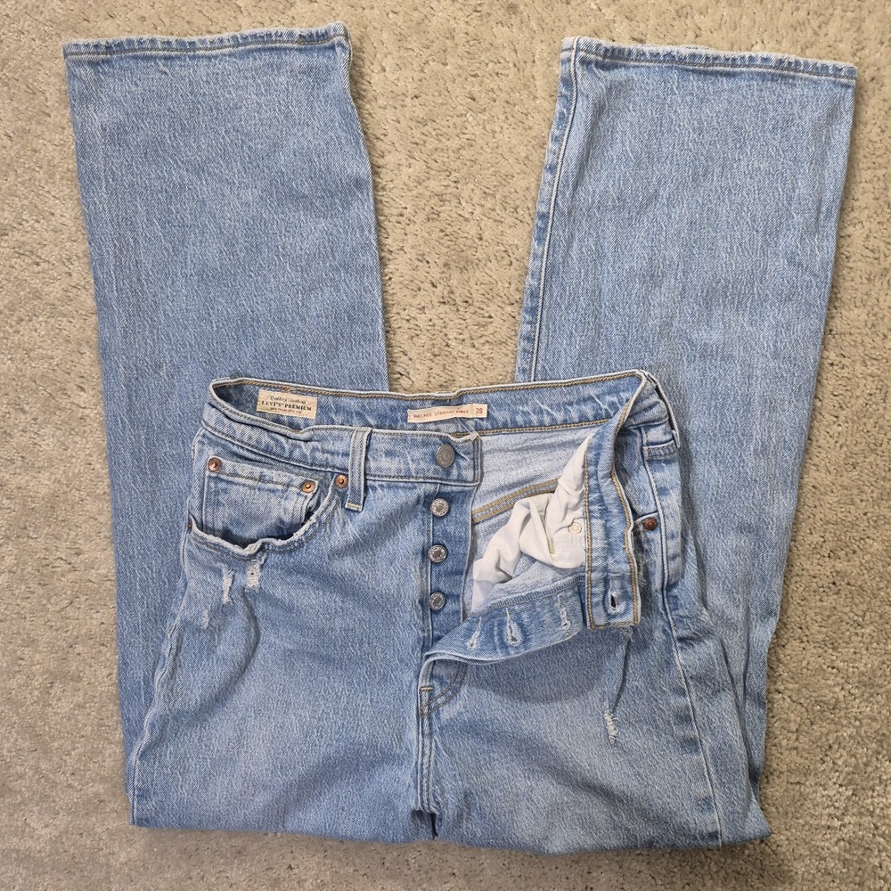 Levis Premium Jeans Ribcage Straight Ankle Womens ACTUAL 27/27 Relaxed 90s Mom